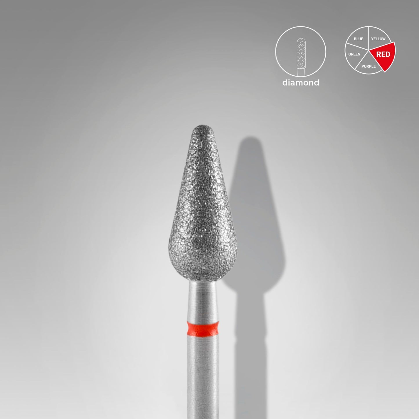 Diamantový vrták na nehty zaoblený hruškově červený EXPERT průměr hlavy 5 mm / pracovní část 12 mm - STALEKS