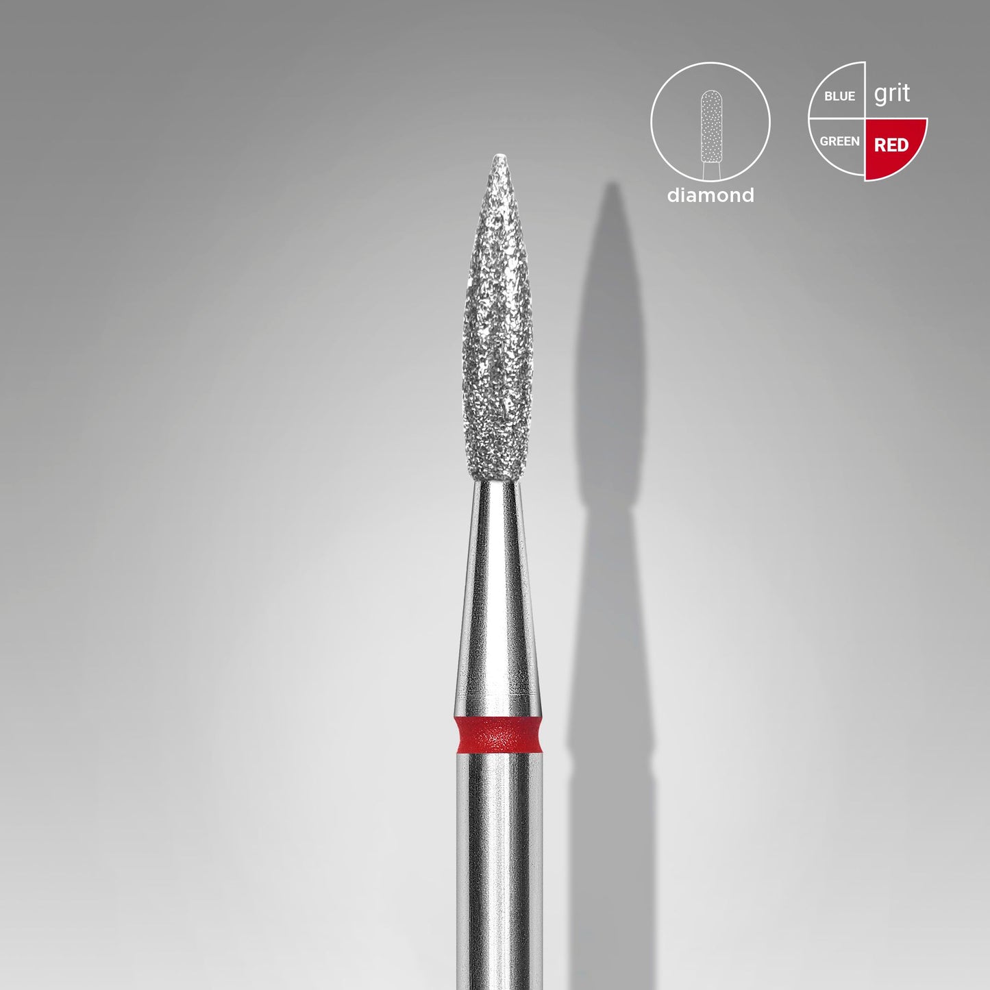 Diamond nail drill bit pointed flame red EXPERT head diameter 2,3 mm / working part 8 mm - STALEKS