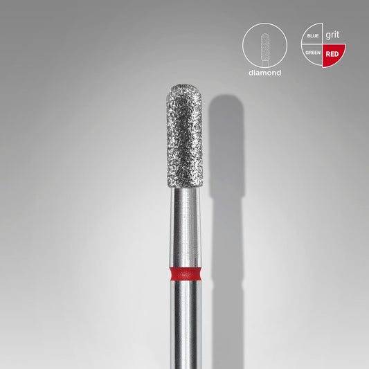 Diamond nail drill bit rounded cylinder red EXPERT head diameter 2,3 mm / working part 6,5 mm - STALEKS
