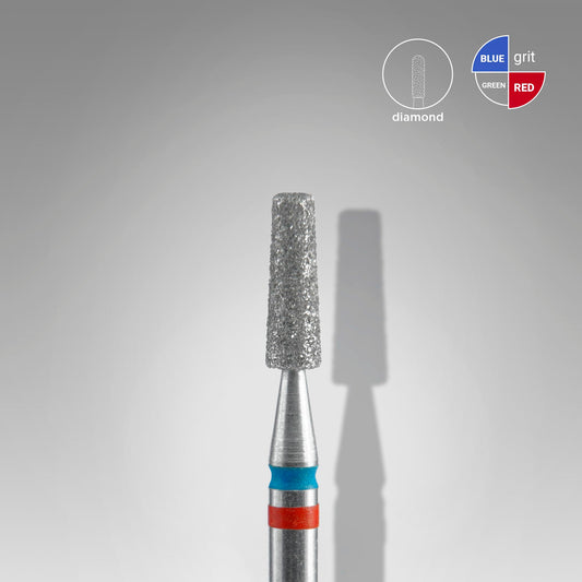 Diamond nail drill bit DUO cone red-blue EXPERT head diameter 2,5 mm / working part 8 mm - STALEKS