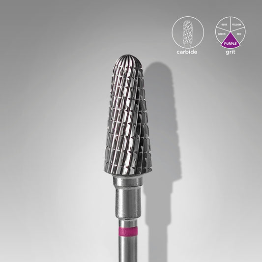Tvrdokovový vrták na nehty frustum fialový EXPERT průměr hlavy 6 mm / pracovní část 14 mm - STALEKS