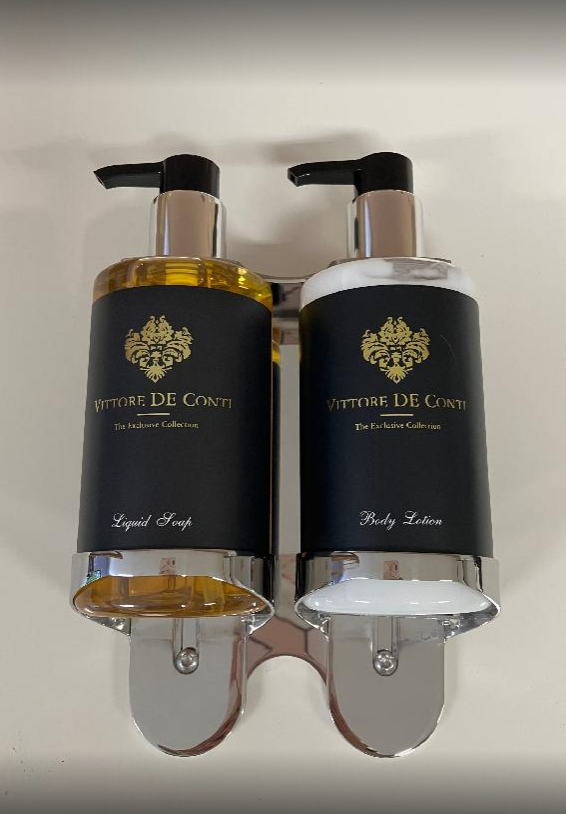 Držák pro dávkovač s pumpičkou 310 ml, DUO, stříbrný