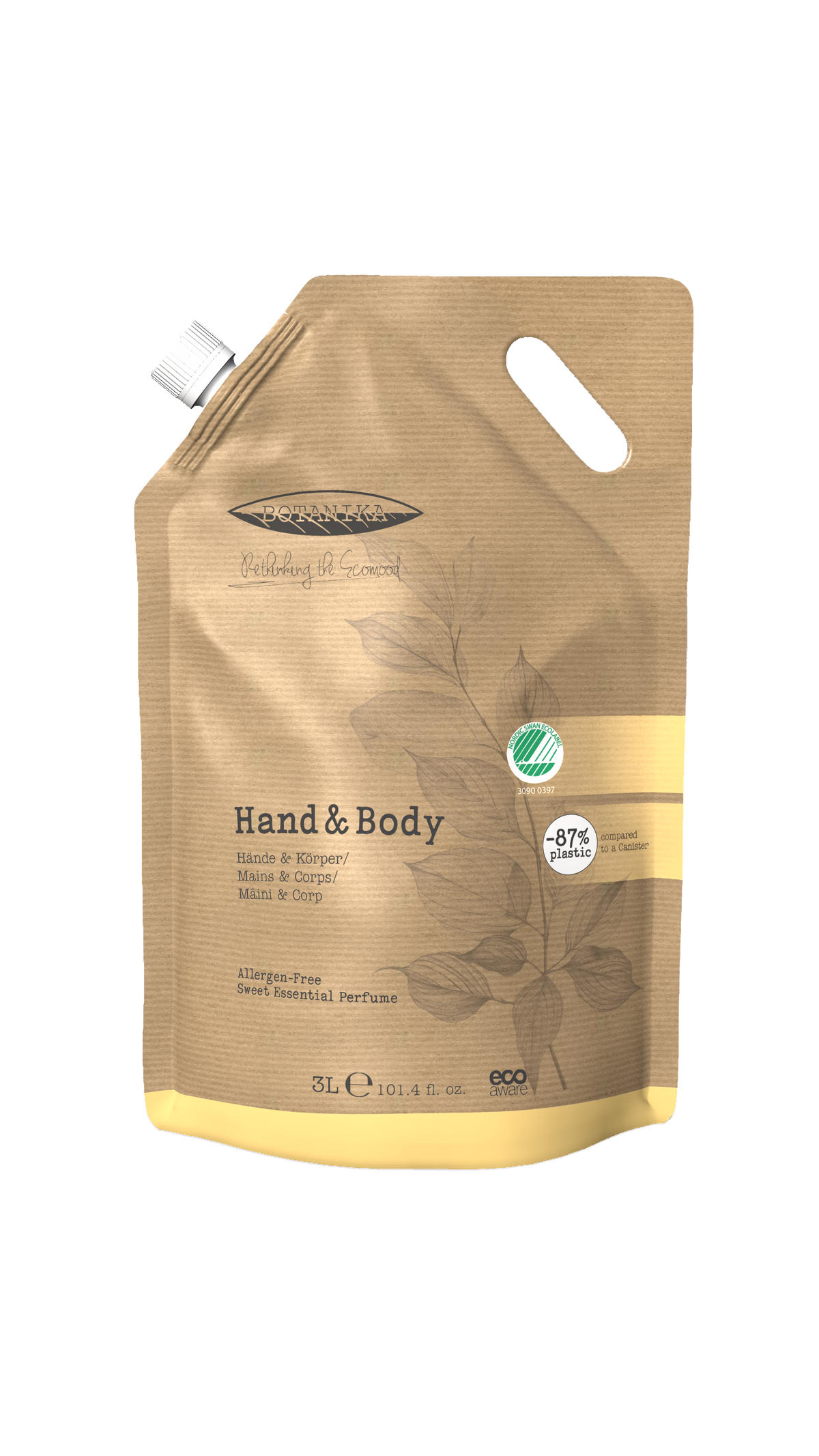 Botanika Nordic Swan Hand & Body Wash 3L refill pouch