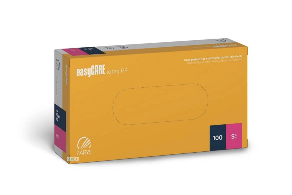 Zarys easyCARE S (6-7) latexové vyšetřovací rukavice bez pudru, 100 ks.