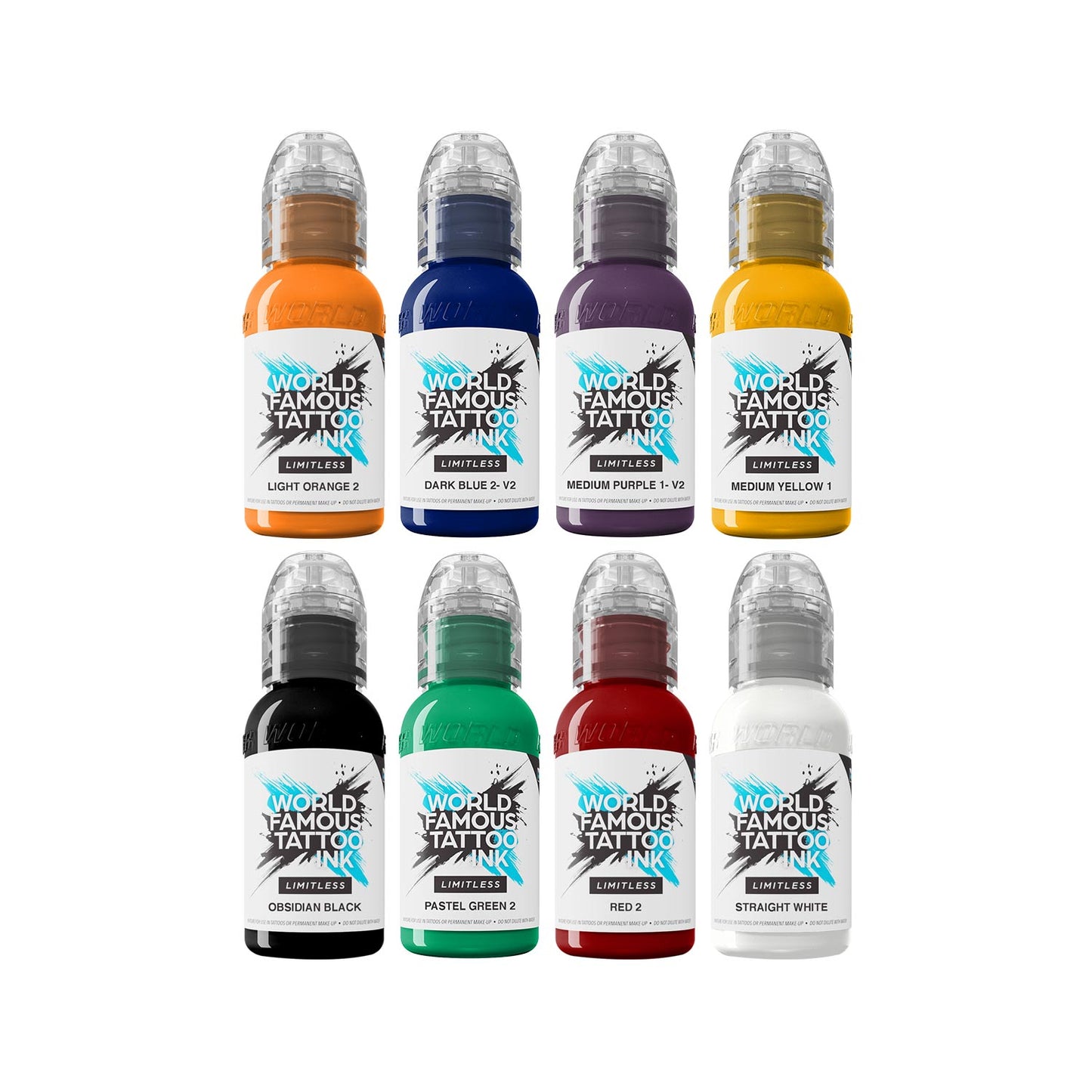 Weltweit bekannte Limitless Tattoo Tinte - Grundfarben Set 1 - 8x 30 ml