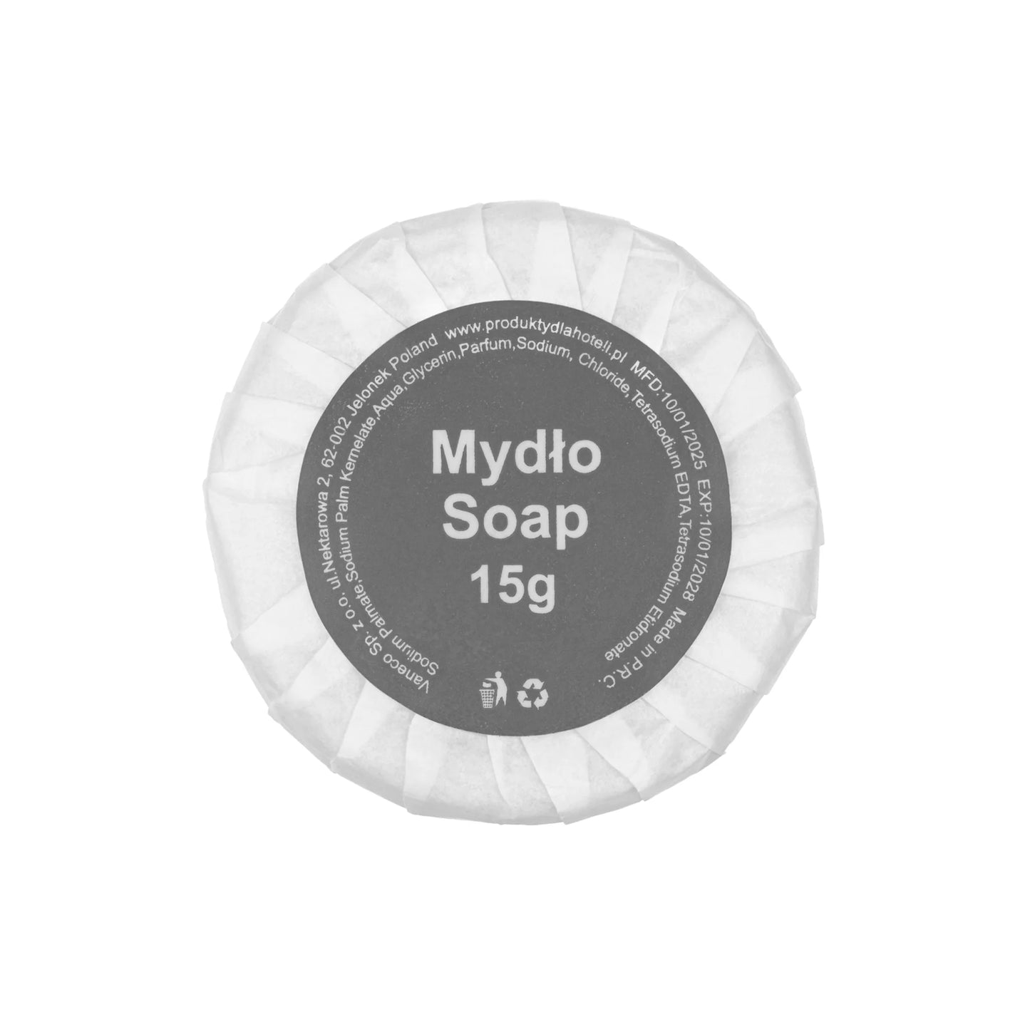 Grey round hotel soap 15g 1 pc