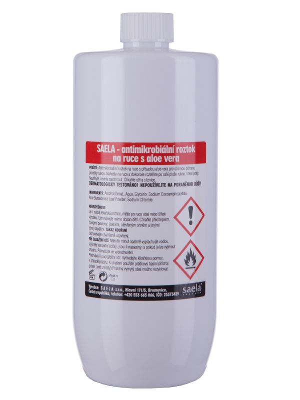 SAELA - antimikrobiální čisticí roztok na ruce s aloe vera - 1000 ml