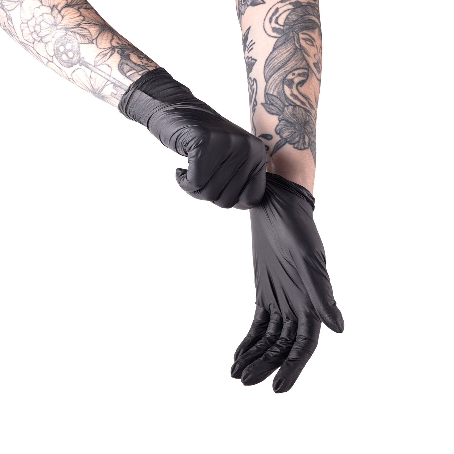 Schachtel mit 100 schwarzen Latexhandschuhen von Saferly - Karton mit 10 Schachteln
