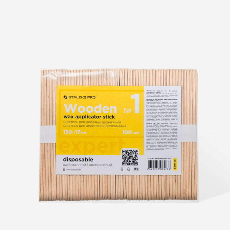 Dřevěná tyčinka na nanášení vosku EXPERT 150x17 mm (100 ks) - STALEKS