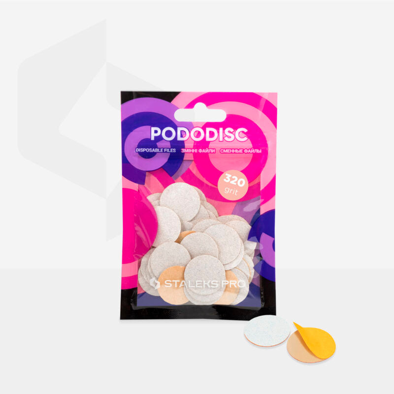 Disposable white files for pedicure disc PODODISC M EXPERT 320 grit (50 pcs) - STALEKS
