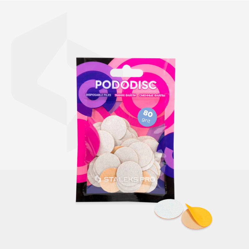 Jednorázové bílé pilníky na pedikérský kotouč PODODISC M EXPERT zrnitost 80 (50 ks) - STALEKS