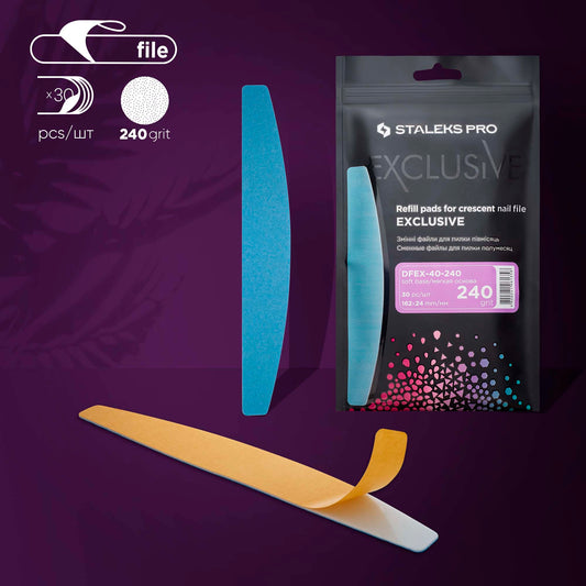 Disposable files for crescent nail file on soft foam layer EXCLUSIVE 40 240 grit (30 pcs) - STALEKS
