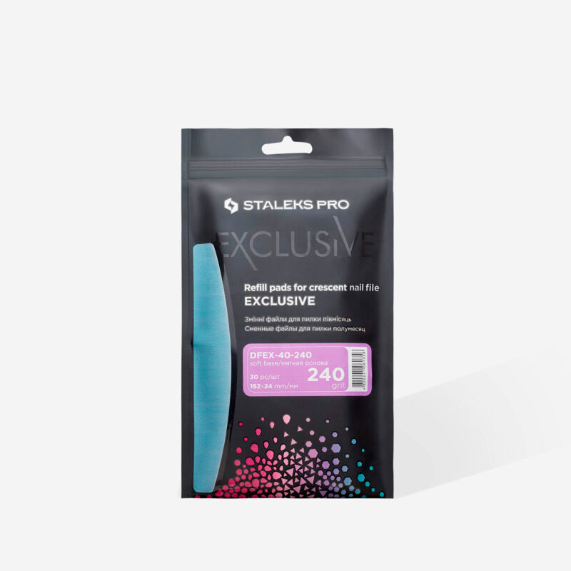 Disposable files for crescent nail file on soft foam layer EXCLUSIVE 40 240 grit (30 pcs) - STALEKS