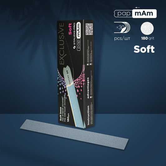 Disposable files papmAm for straight nail file (soft base) Staleks Pro Exclusive 20, 180 grit (30 pcs) - STALEKS