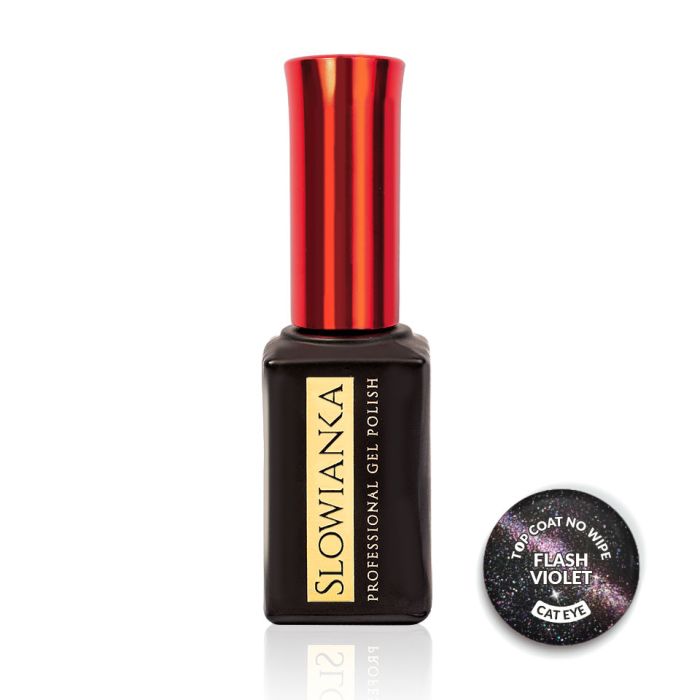 SLOWIANKA Vrchní lak No Wipe Flash Cat Eye Violet 10g