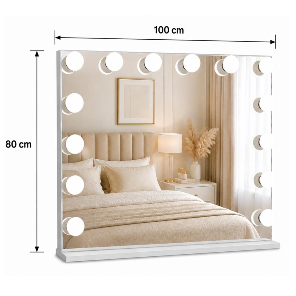 LED podsvícené zrcadlo HOLLYWOOD 100x80cm