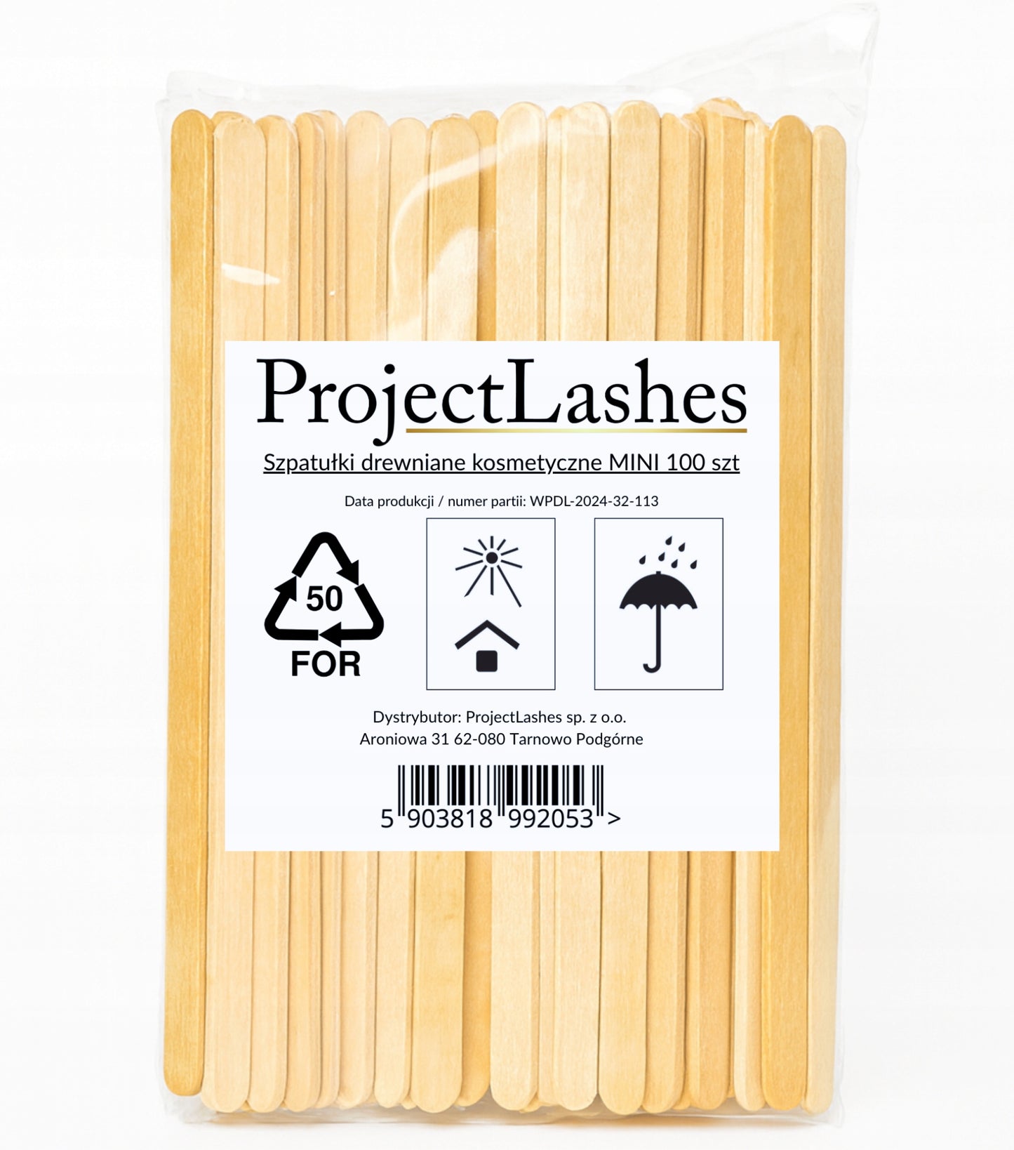 100 x Holzspatel für Enthaarungswachs MINI ProjectLashes 14cm*6mm