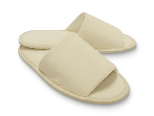 Slippers with open toe, 28 cm, beige