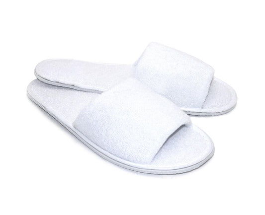 Terry slippers, open toe, 28 cm, white