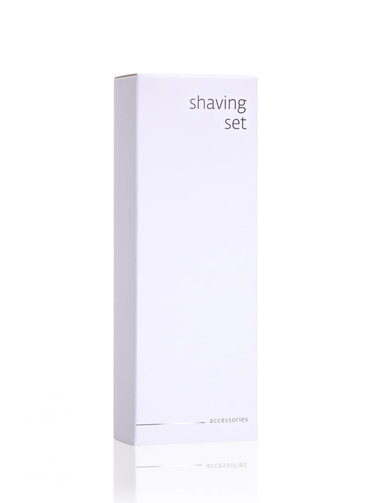 Sada na holení v papírové krabičce, bílé doplňky