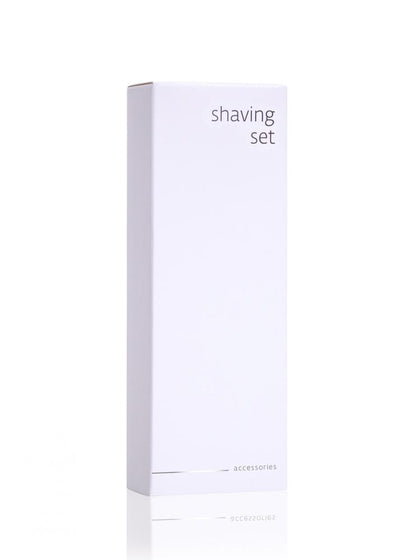 Sada na holení v papírové krabičce, bílé doplňky