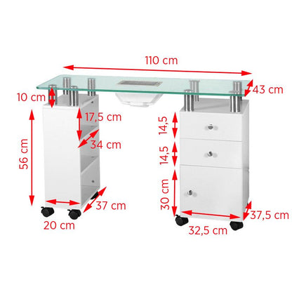 Skleněný stůl s absorbérem 013B bílý