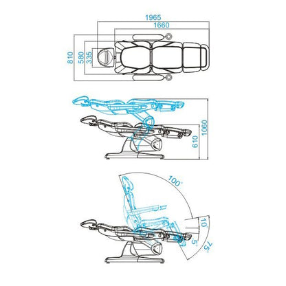 Elektrické kosmetické křeslo Azzurro 870 3 motory šedé