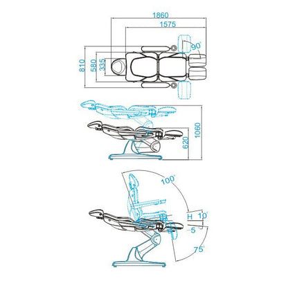 Elektrické kosmetické křeslo Azzurro 870S pedi 3 motory cappuccino
