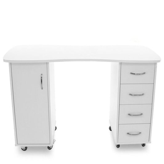 2027 BP white desk with two cabinets