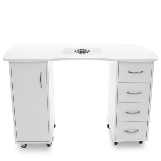 2027 ZP white desk with two cabinets