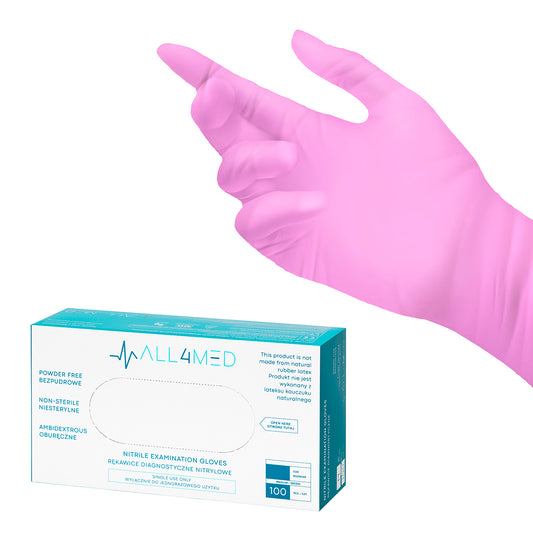 All4med disposable nitrile diagnostic gloves pink M