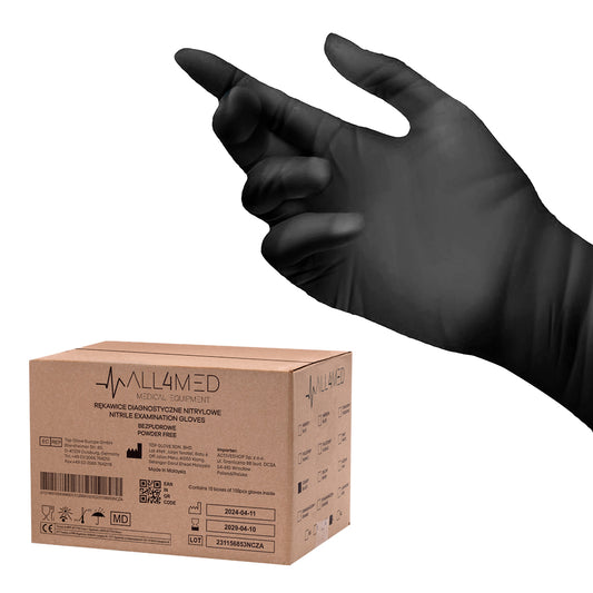 All4med disposable nitrile diagnostic gloves black L 10 x 100 pcs