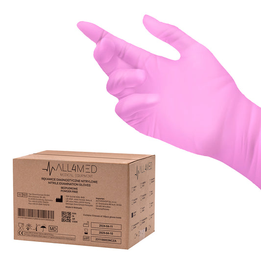 All4med disposable nitrile diagnostic gloves pink L 10 x 100 pcs