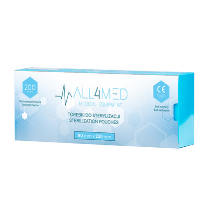 Autoklávovatelné sáčky All4med 90 mm x 230 mm 200 ks.
