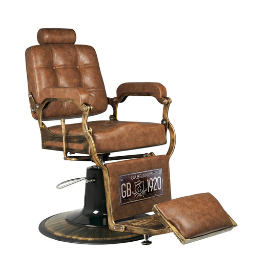 Kadeřnické křeslo Gabbiano Boss Old Leather, světle hnědé