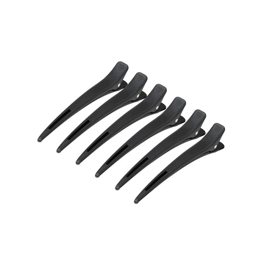 Carbon E-15 hairdressing clamps, 6 pcs. 11.5 cm, black