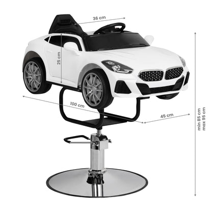 Dětské kadeřnické křeslo, BM auto, bílá