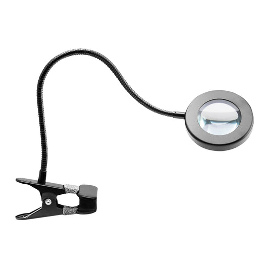 LED snake ring magnifying lamp for desk, black
