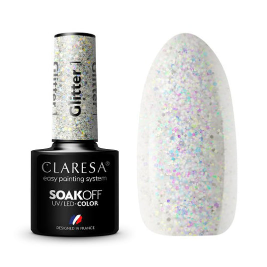CLARESA GLITTER 1 hybrid varnish -5g