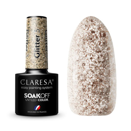 CLARESA GLITTER 3 hybrid varnish -5g