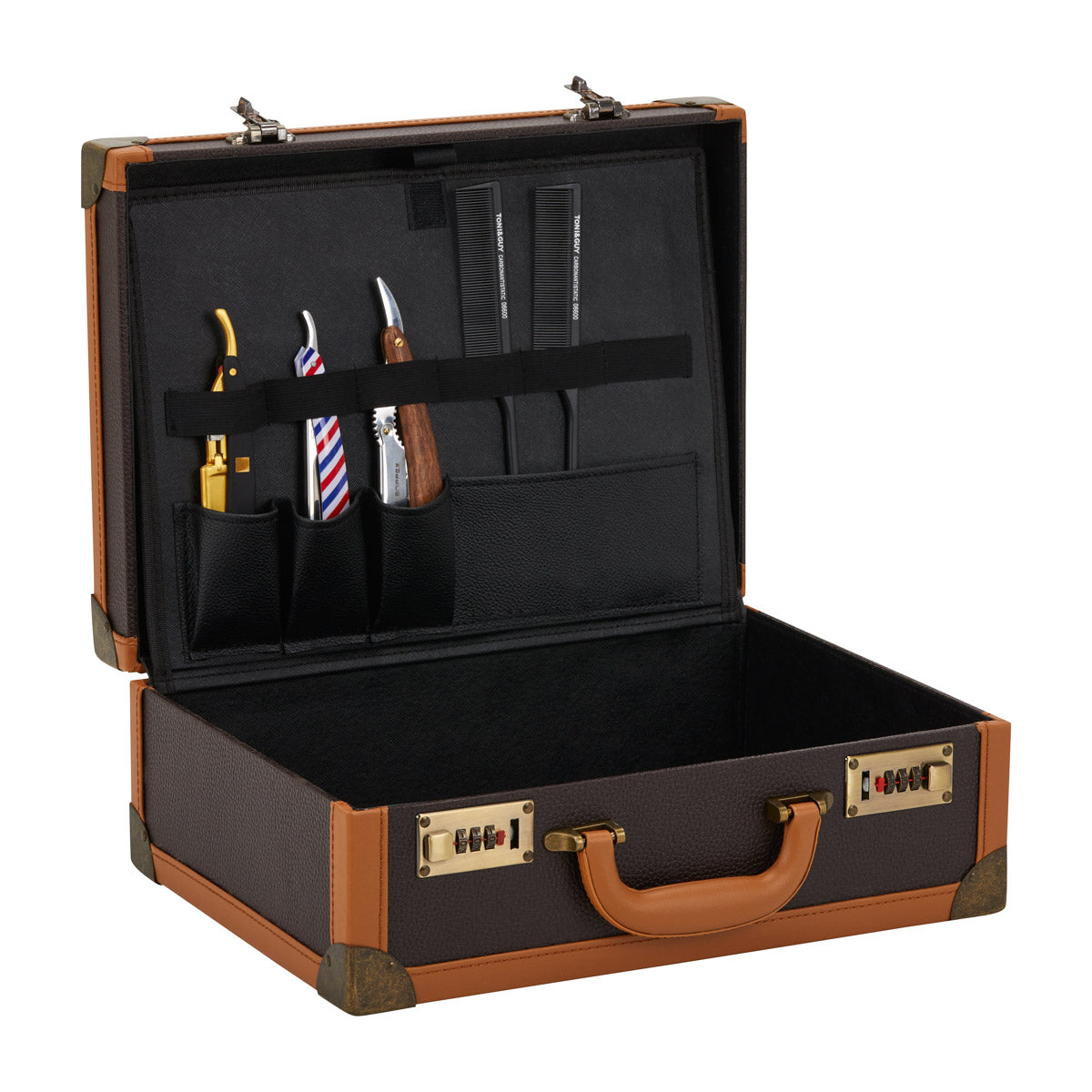 Brown barber suitcase
