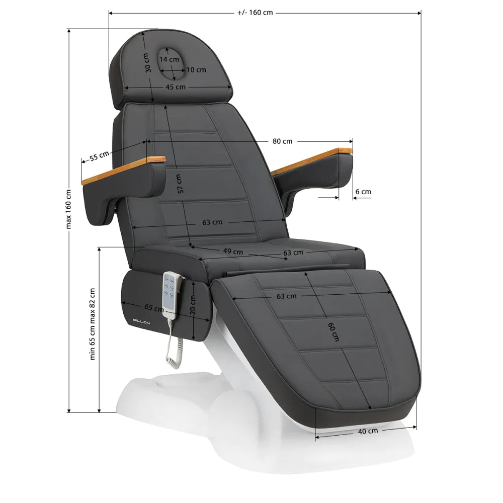 SILLON Lux 273b elektrischer Kosmetikstuhl, 3 Motoren, grau