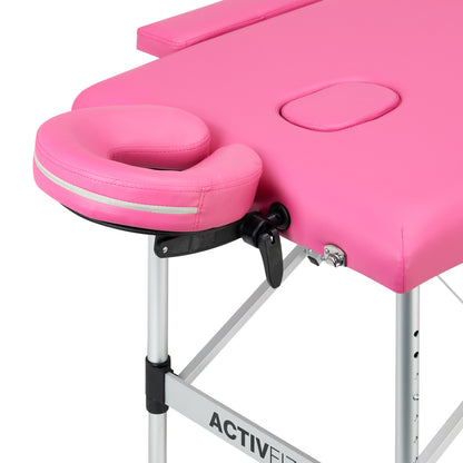 Activ Fizjo hliníkový komfortní skládací masážní stůl, 2 segmenty, růžový