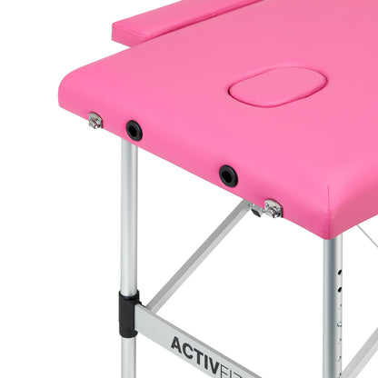 Activ Fizjo hliníkový komfortní skládací masážní stůl, 2 segmenty, růžový