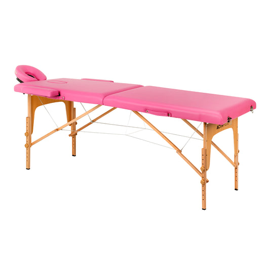 Komfort Activ Fizjo foldable wooden massage table, 2 segments, pink