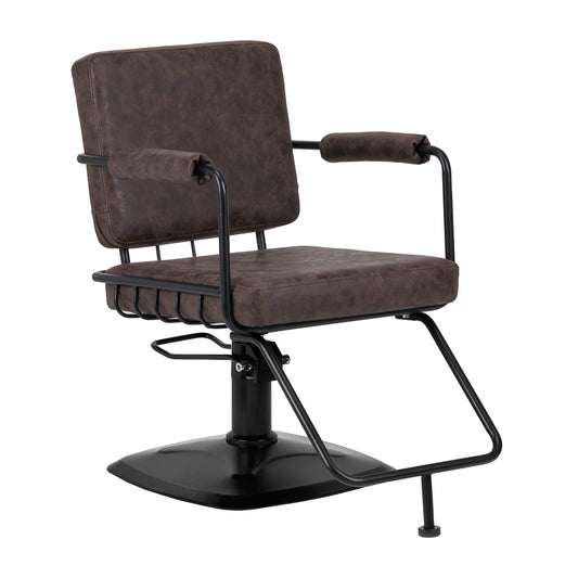 Kadeřnické křeslo Gabbiano Catania Loft Old Leather, tmavě hnědé