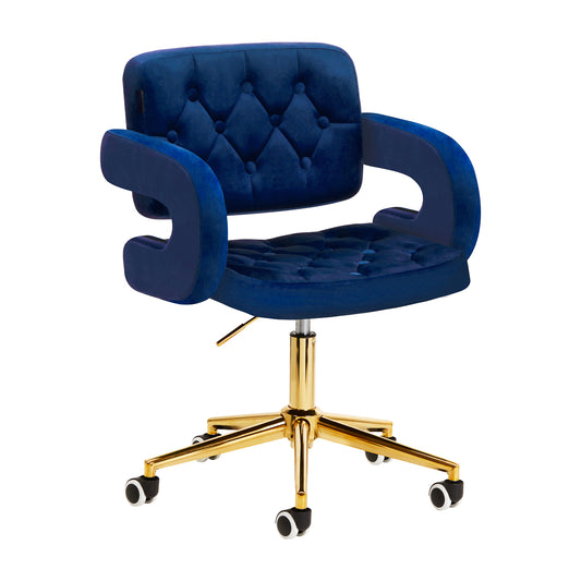 4Rico Swivel chair QS-OF213G velvet navy blue