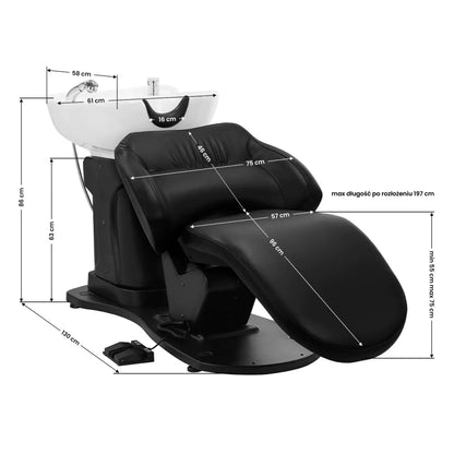 Elektrická kadeřnická mycí jednotka Gabbiano TRYCHO černá 