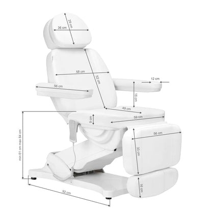 Elektrické kosmetické křeslo SILLON CLASSIC, 3 motory, bílé 