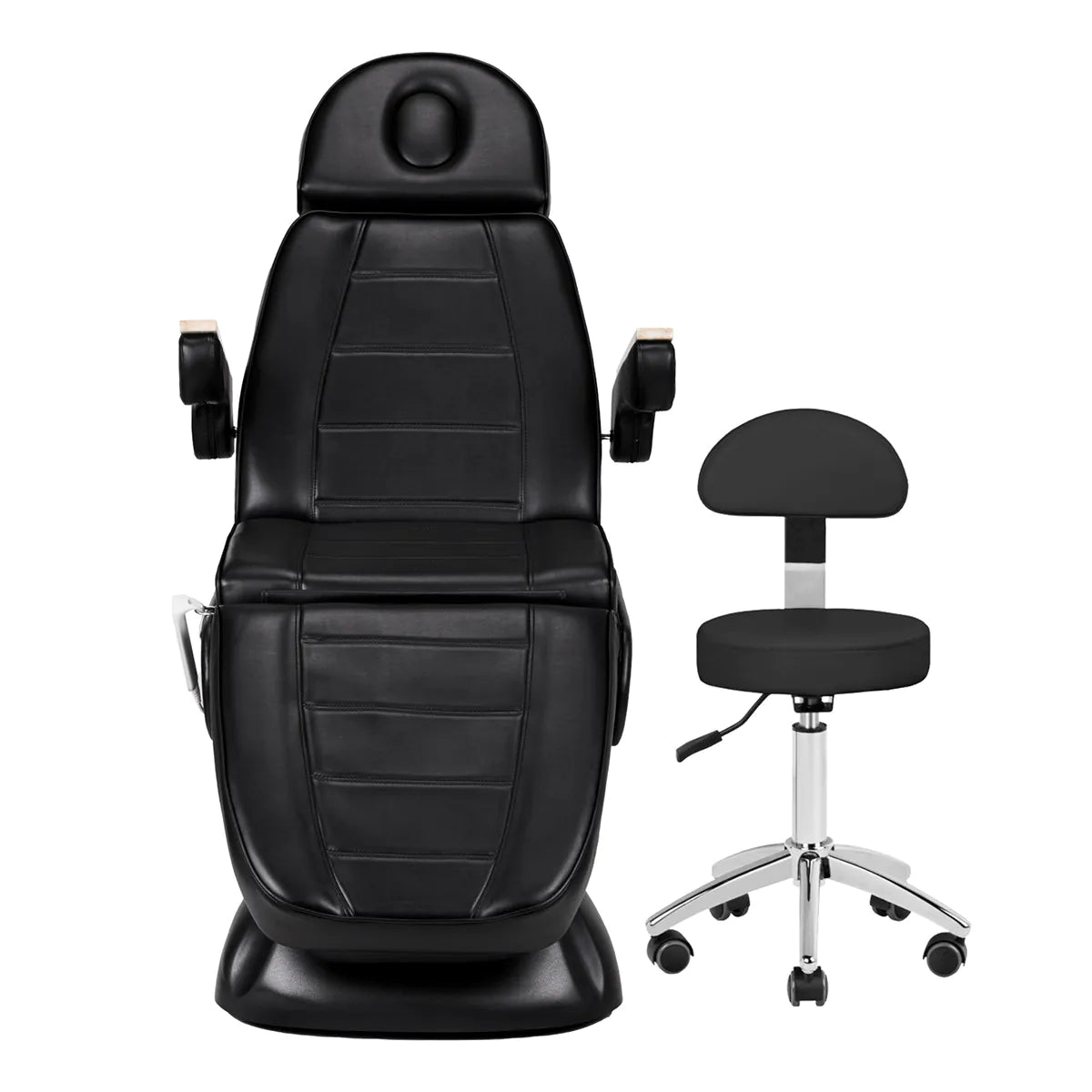 SILLON Lux 273b elektrischer Kosmetikstuhl + 304 Hocker, schwarz
